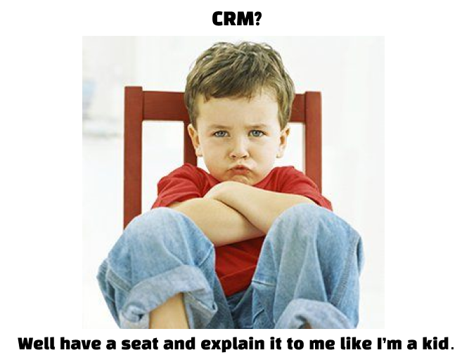 A scared child sitting in a chair like a weak CRM
